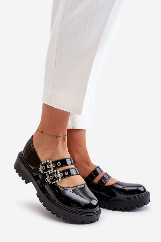 Ladies Lacquered Shoes With Straps Black Terione Ladies Lacquered Shoes With Straps Black Terione