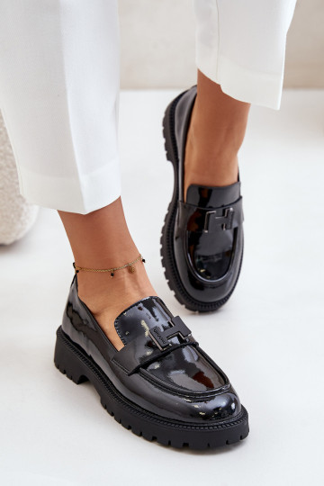 Lacquered Women's Moccasins Vinceza 62187 Black 2