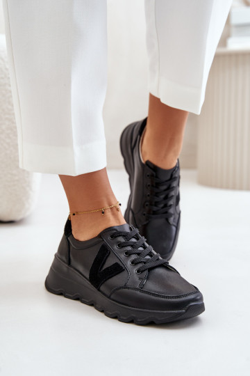 Leather sports shoes Women's Vinceza 7918 black
