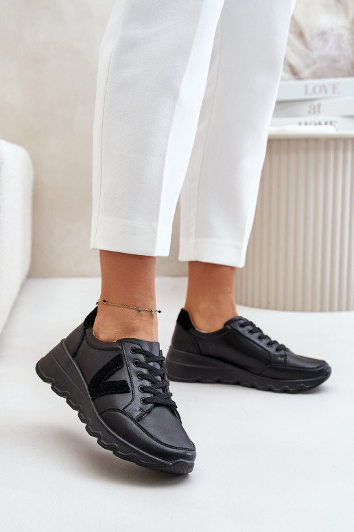 Skórzane Buty Sportowe Damskie Vinceza 7918 Czarne