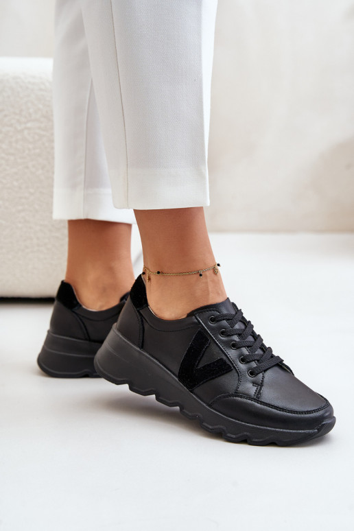 Skórzane Buty Sportowe Damskie Vinceza 7918 Czarne