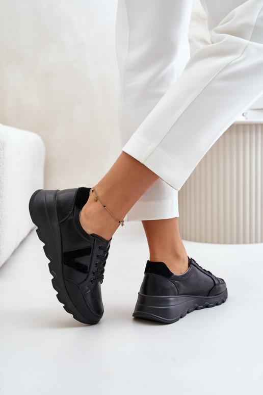 Leather Women's Sports Shoes Vinceza 7918 Black Leather Women's Sports Shoes Vinceza 7918 Black