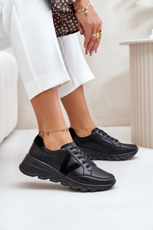 Leather Women's Sports Shoes Vinceza 7918 Black Leather Women's Sports Shoes Vinceza 7918 Black