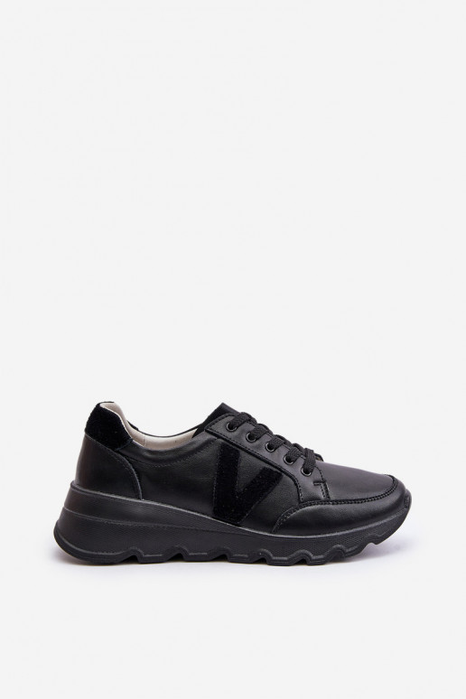 Skórzane Buty Sportowe Damskie Vinceza 7918 Czarne