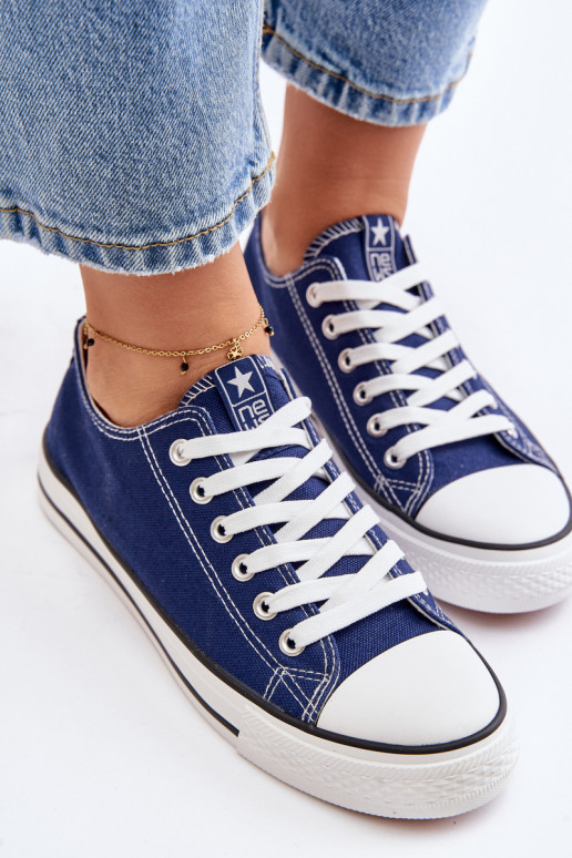 Women's Classic Sneakers Navy Blue Ecoma