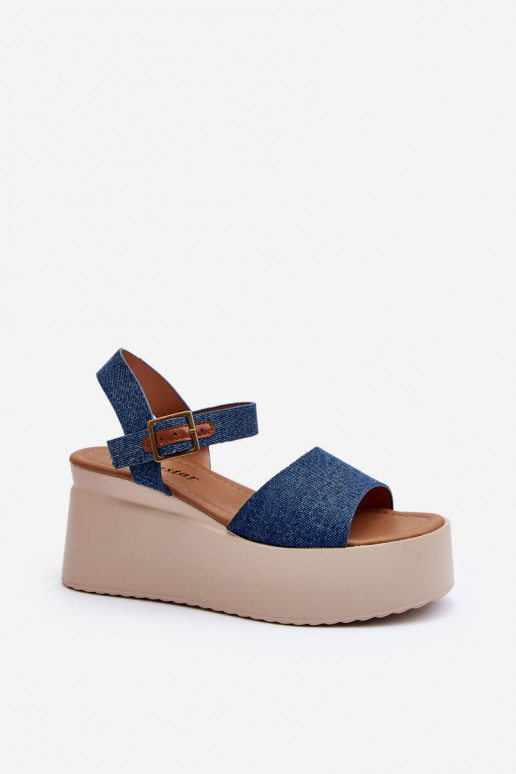 Denim platform sandals blue color... Denim platform sandals blue color...