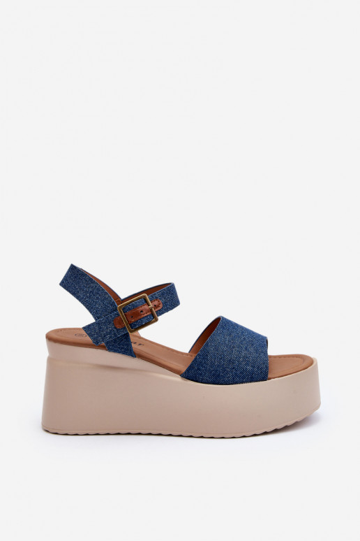 Denim platform sandals blue color... Denim platform sandals blue color...