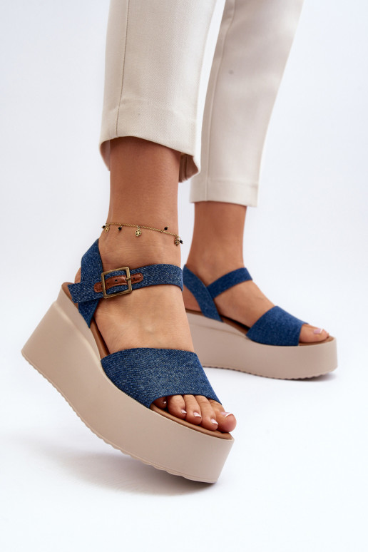 Denim platform sandals blue color... Denim platform sandals blue color...
