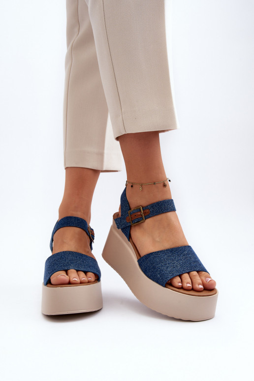 Denim platform sandals blue color... Denim platform sandals blue color...