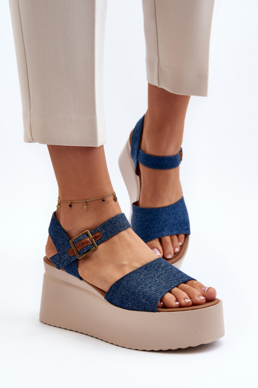 Denim platform sandals blue color... Denim platform sandals blue color...