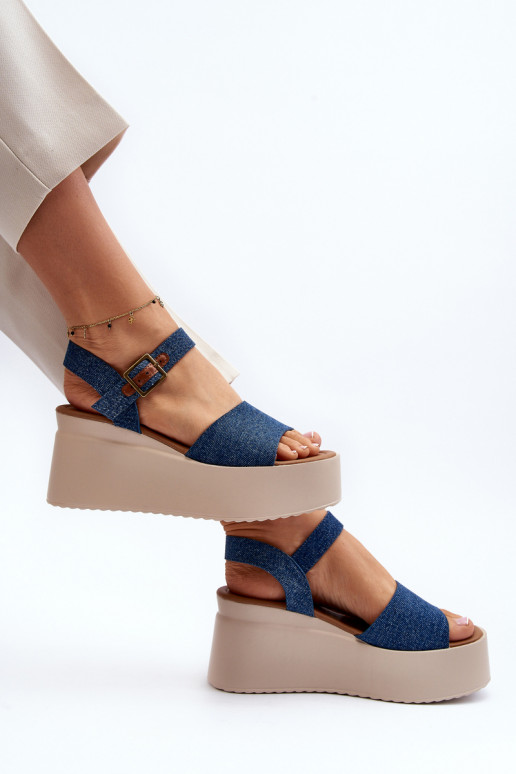 Denim platform sandals blue color... Denim platform sandals blue color...
