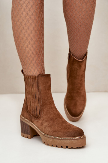 Women's Heeled Boots Made Of Eco Suede Insulated Brown Nevitas 2