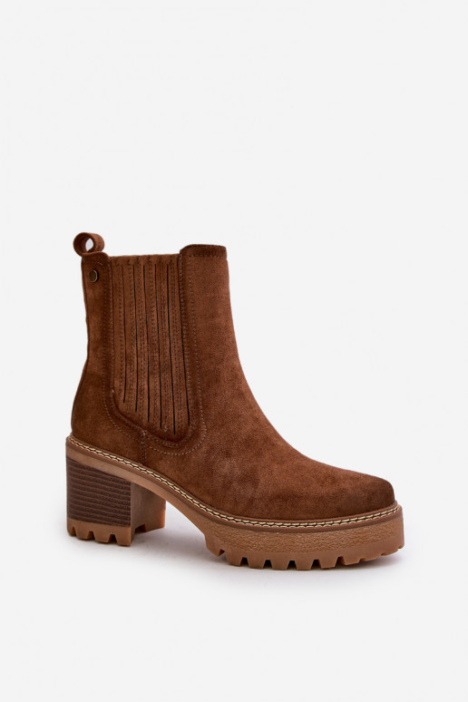 Women's Heeled Boots Made Of Eco Suede Insulated Brown Nevitas Women's Heeled Boots Made Of Eco Suede Insulated Brown Nevitas