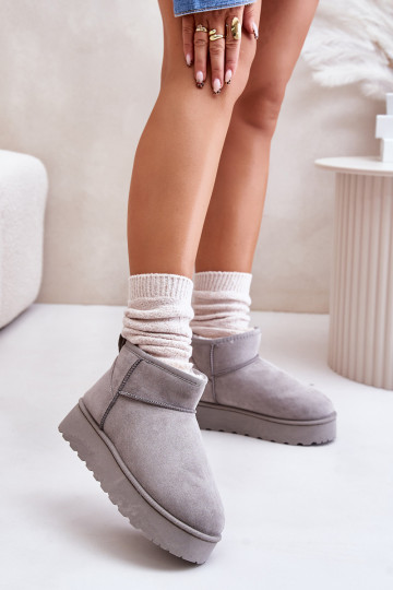 snow boots Women's with platform to warm with fur inside gray color Xamella 2