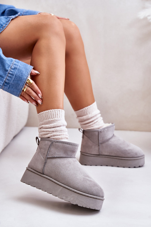 Women's Snow Boots On Platform Insulated With Fur Gray Xamella Women's Snow Boots On Platform Insulated With Fur Gray Xamella