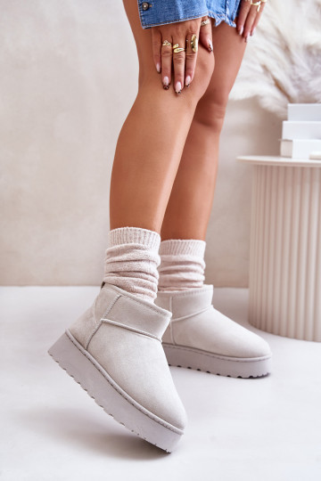 snow boots Women's with platform to warm with fur inside gray color Xamella 2