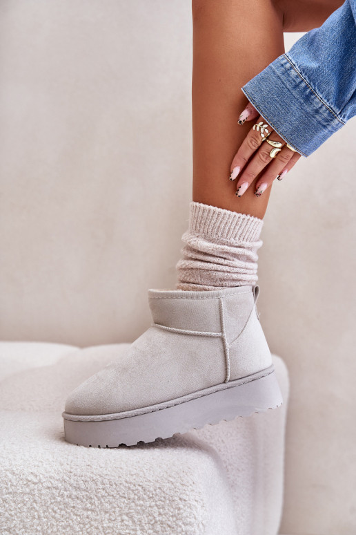 Women's Snow Boots On Platform Insulated With Fur Light Gray Xamella Women's Snow Boots On Platform Insulated With Fur Light Gray Xamella