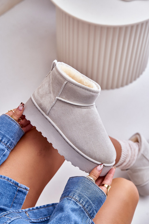 Women's Snow Boots On Platform Insulated With Fur Light Gray Xamella Women's Snow Boots On Platform Insulated With Fur Light Gray Xamella