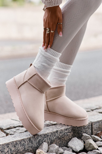Women's Snow Boots On Platform Insulated With Fur Light Beige Xamella 2