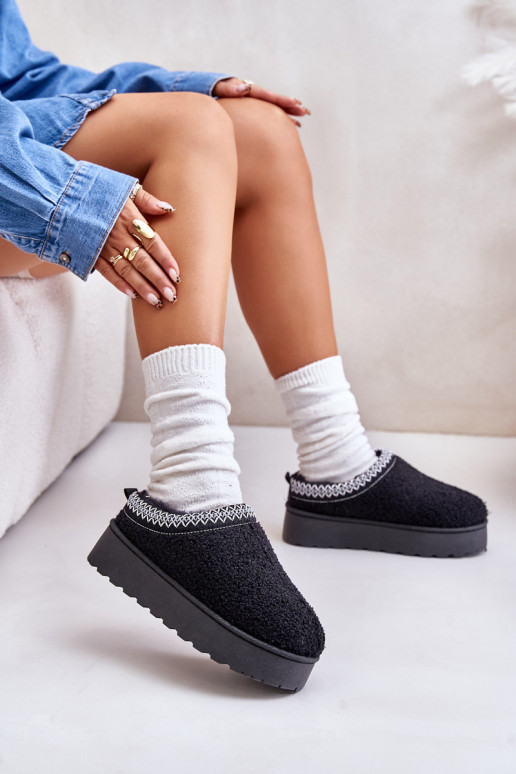 Women's Snow Boots On Platform With Embroidery Black Tirissa Women's Snow Boots On Platform With Embroidery Black Tirissa