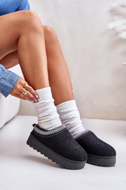 Women's Snow Boots On Platform With Embroidery Black Tirissa Women's Snow Boots On Platform With Embroidery Black Tirissa