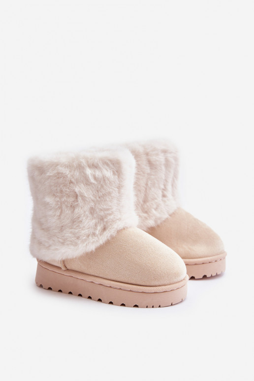 Children's Snow Boots With Fur Light Beige Crisie