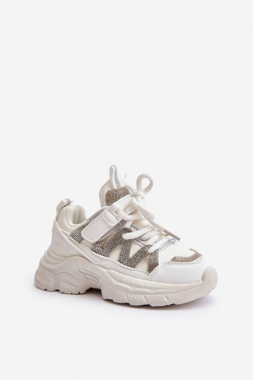 Children's sneakers model shoes with twinkling eyelets in white color Rianalla