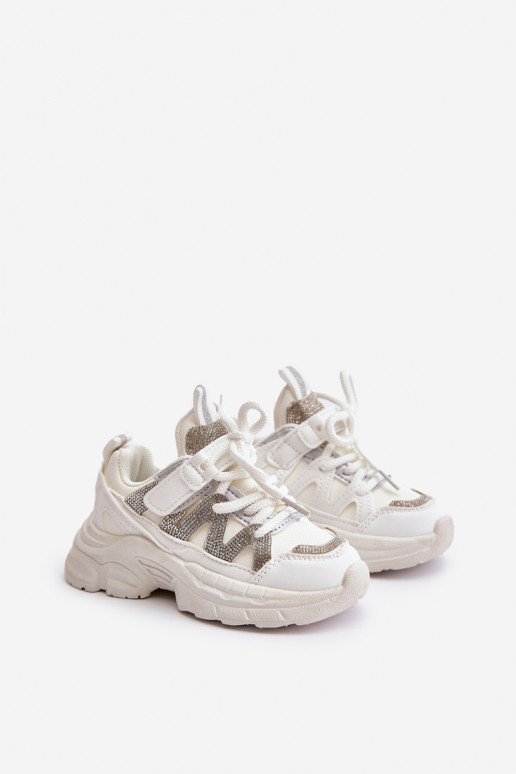 Sneakersy Dziecięce Z Cyrkoniami Białe Rianalla Sneakersy Dziecięce Z Cyrkoniami Białe Rianalla