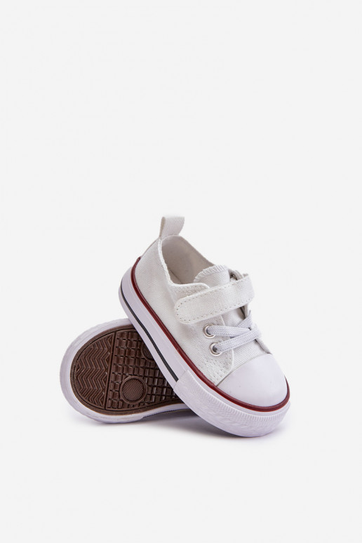 Children's Fabric Velcro Sneakers White Daloma Children's Fabric Velcro Sneakers White Daloma