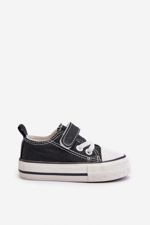 Children's Fabric Velcro Sneakers Black Daloma