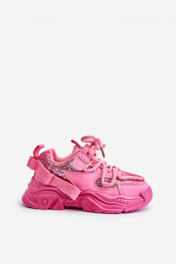 Sneakersy Dziecięce Ozdobione Cekinami Różowe Liatoma 2
