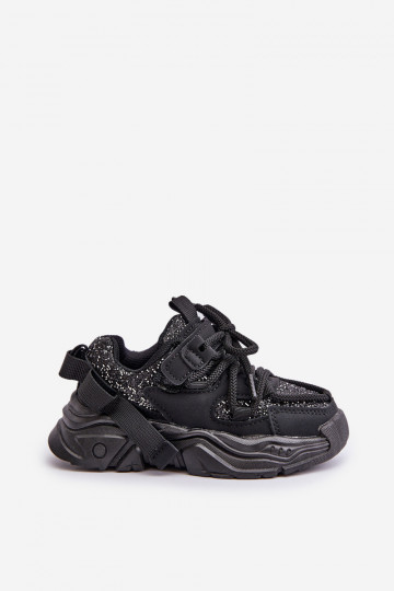 Sneakersy Dziecięce Ozdobione Cekinami Czarne Liatoma 2