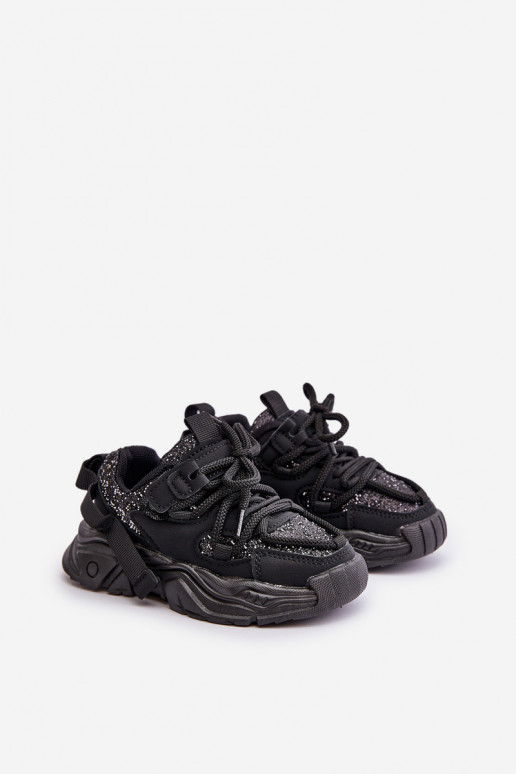 Children's Sneakers Decorated With Sequins Black Liatoma