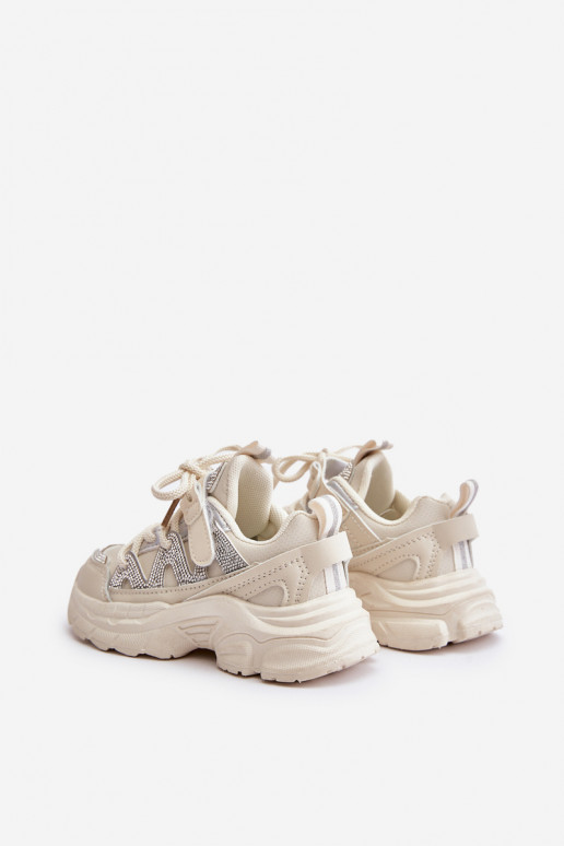Children's Sneakers With Rhinestones Beige Rianalla