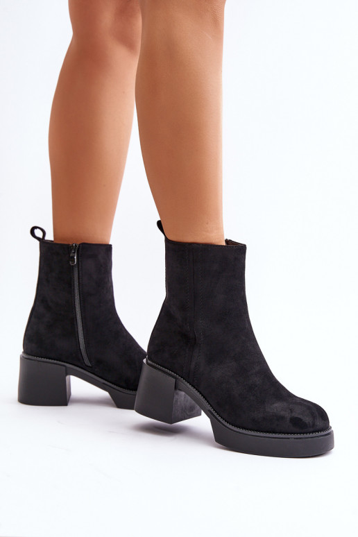 Eco Suede Women's Ankle Boots With Heel Insulated Black Meriluna Eco Suede Women's Ankle Boots With Heel Insulated Black Meriluna