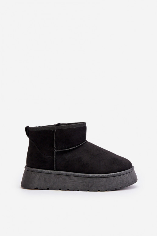 Low Women Snow Boots On Platform Insulated With Fur Black Saldren