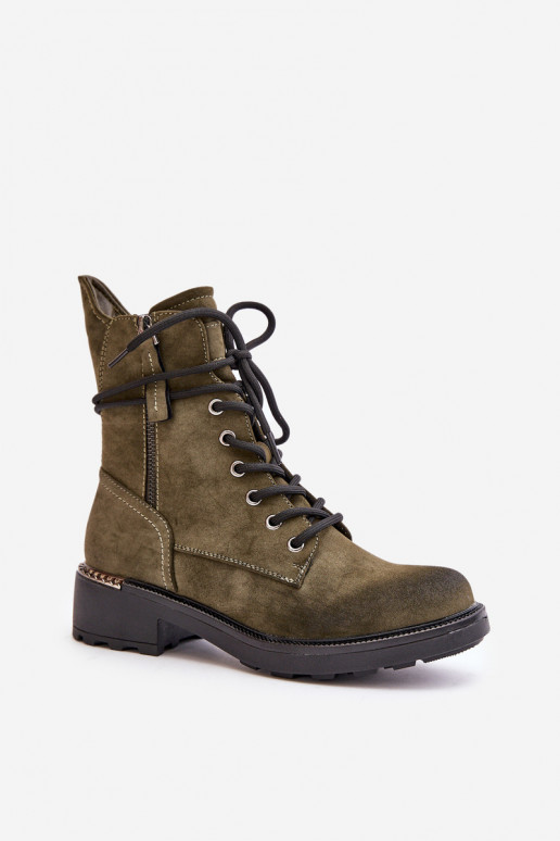 High Worker Boots With Zippers Dark Beige Maisa High Worker Boots With Zippers Dark Beige Maisa