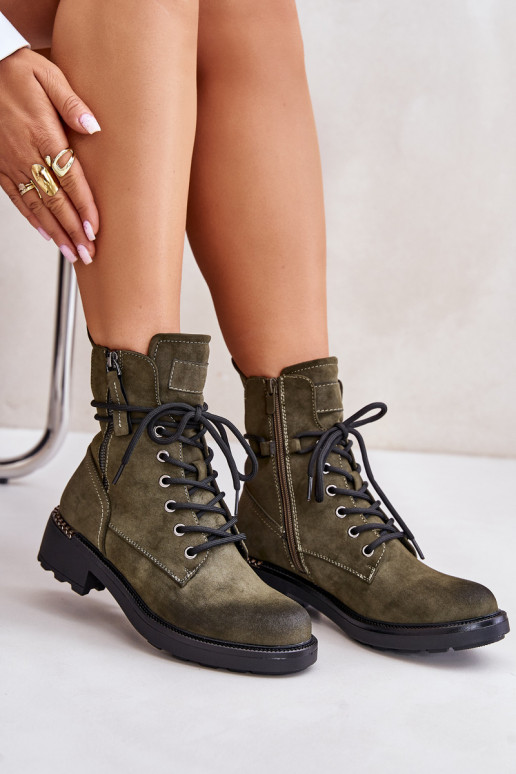 High Worker Boots With Zippers Dark Beige Maisa High Worker Boots With Zippers Dark Beige Maisa