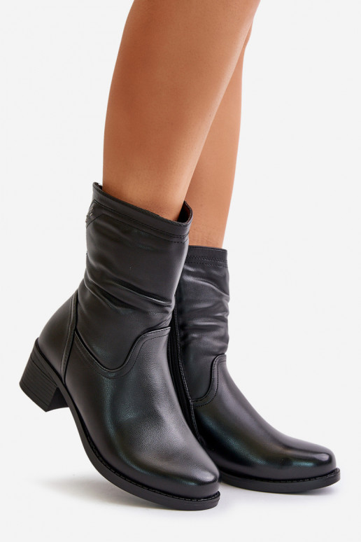 Boots On Low Heel Insulated With Fur Vinceza 85155 Black Boots On Low Heel Insulated With Fur Vinceza 85155 Black