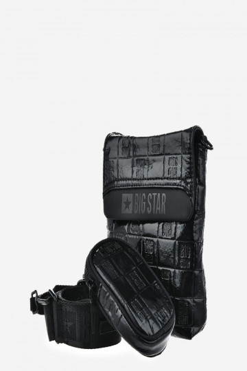 Eco Leather Laminated Handbag Pouch Big Star OO574144 Black 2