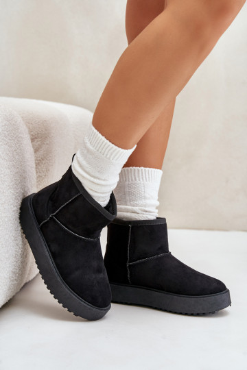 Women's snow boots with a platform made of eco-suede black color Atteria