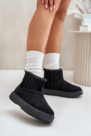 Women's snow boots with a platform made of eco-suede black color Atteria 2