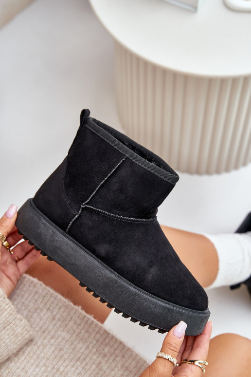 Women's Snow Boots On Platform Made Of Eco Suede Black Atteria