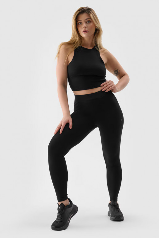 Legginsy Damskie Dzianinowe Czarne 4FWMM00TTIGF195-20S Legginsy Damskie Dzianinowe Czarne 4FWMM00TTIGF195-20S