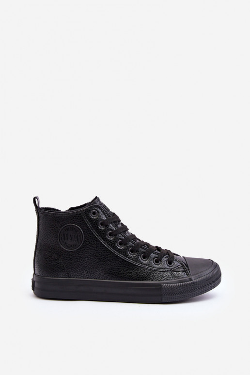 Men's Lined Zip-up Sneakers Black Big Star MM174012 Men's Lined Zip-up Sneakers Black Big Star MM174012