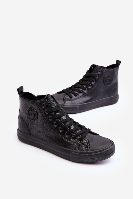Men's Lined Zip-up Sneakers Black Big Star MM174012 Men's Lined Zip-up Sneakers Black Big Star MM174012