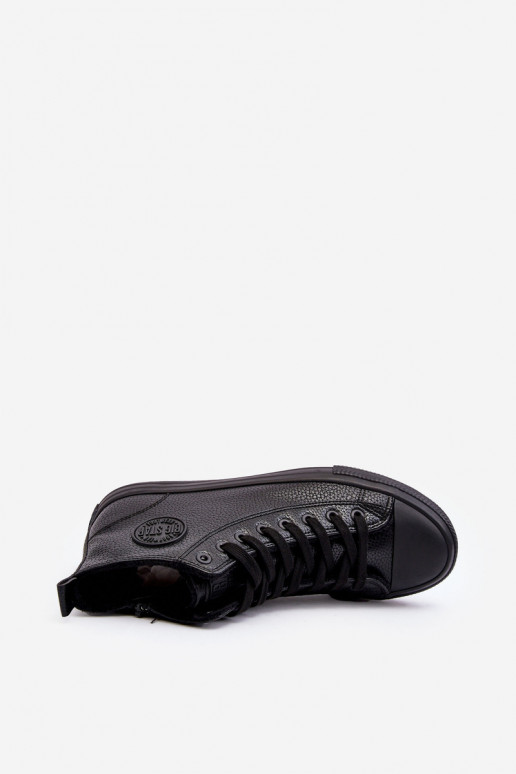 Men's Lined Zip-up Sneakers Black Big Star MM174012 Men's Lined Zip-up Sneakers Black Big Star MM174012