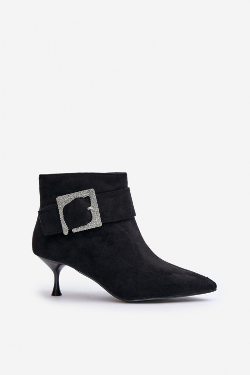 Womens Stiletto Boots With Decorative Buckle Black Nirilis