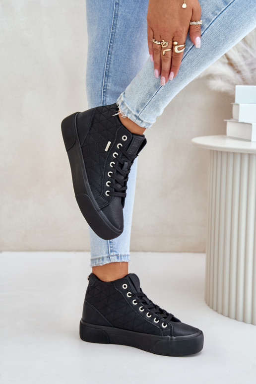 Warm Women's Sneakers With Stitching Big Star OO274A480 Black Warm Women's Sneakers With Stitching Big Star OO274A480 Black