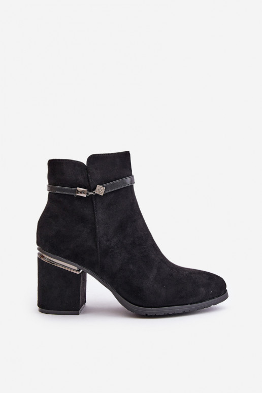 Insulated Women's Heeled Boots with Decorative Strap Black Vinceza 16446 Insulated Women's Heeled Boots with Decorative Strap Black Vinceza 16446